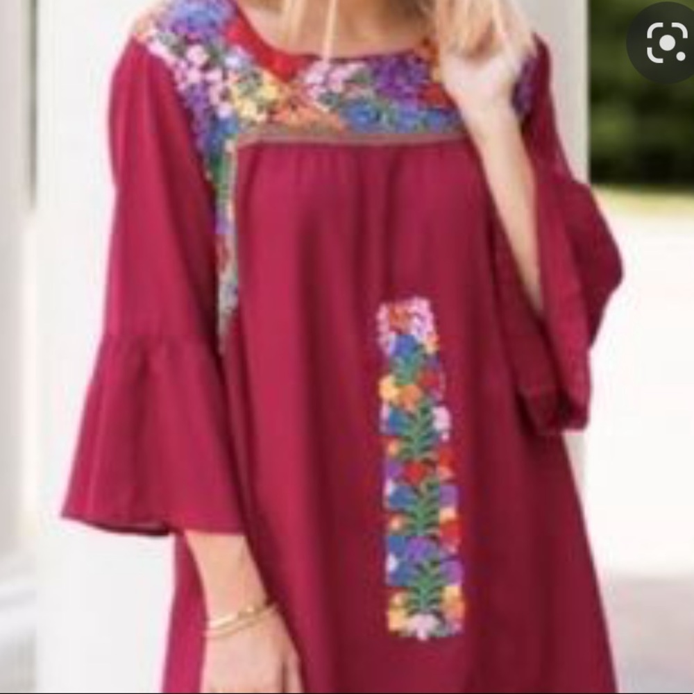 J Marie embroidered crimson top Small NWT
